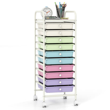 DirectDeals 10-drawer rolling storage cart with pastel drawers and locking wheels on Tampa Home & Garden Store