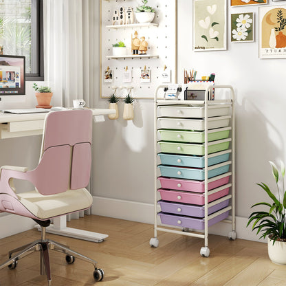 DirectDeals 10-drawer rolling storage cart with pastel drawers and locking wheels on Tampa Home & Garden Store