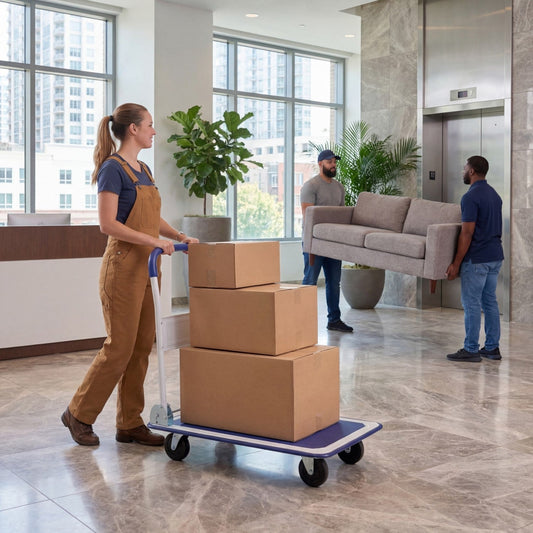 Folding Platform Hand Truck 4-wheel DirectDeals, 330 lb capacity, carrying boxes on Tampa Home & Garden Store