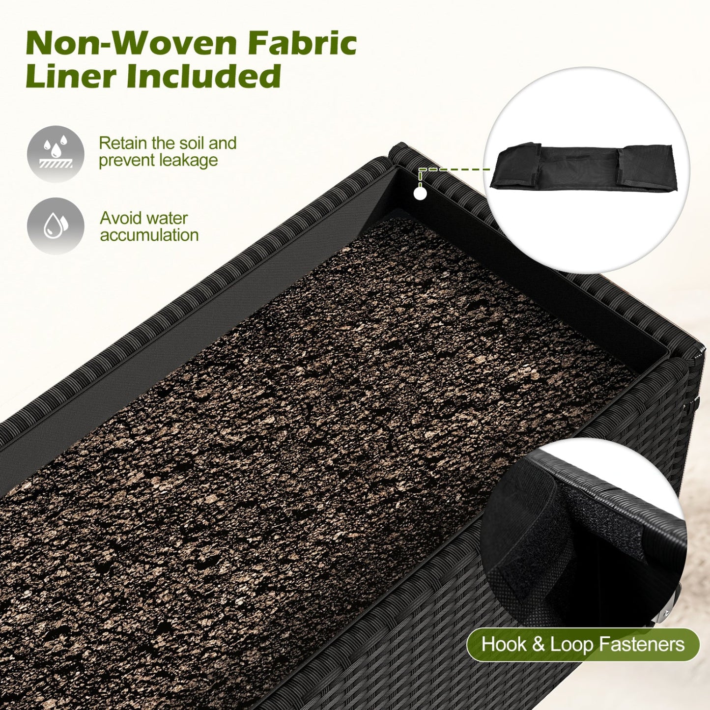 Raised garden bed set of 2 with PE rattan weave, soil-filled interior, liner included on Tampa Home & Garden Store
