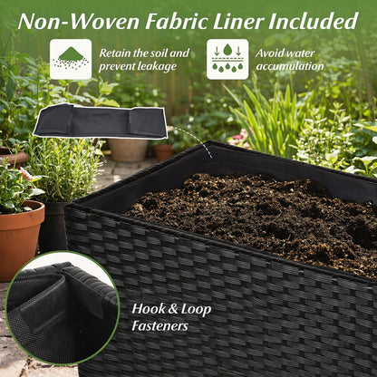 Raised garden bed with PE rattan wicker, 32-inch, includes non-woven fabric liner by DirectDeals on Tampa Home & Garden Store