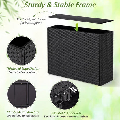 Raised garden bed with black PE rattan wicker and liner, 32in DirectDeals on Tampa Home & Garden Store