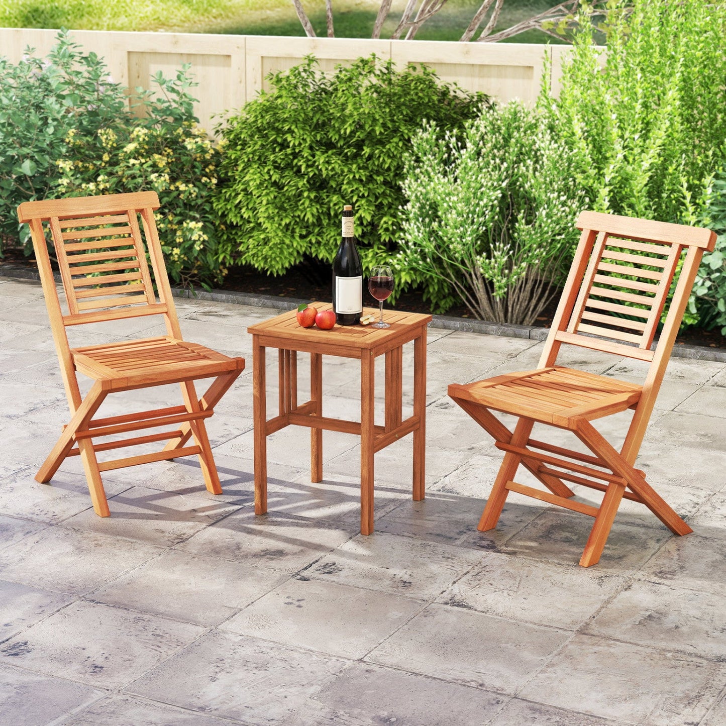Teak wood folding patio dining chairs set of 2 DirectDeals outdoor foldable on Tampa Home & Garden Store