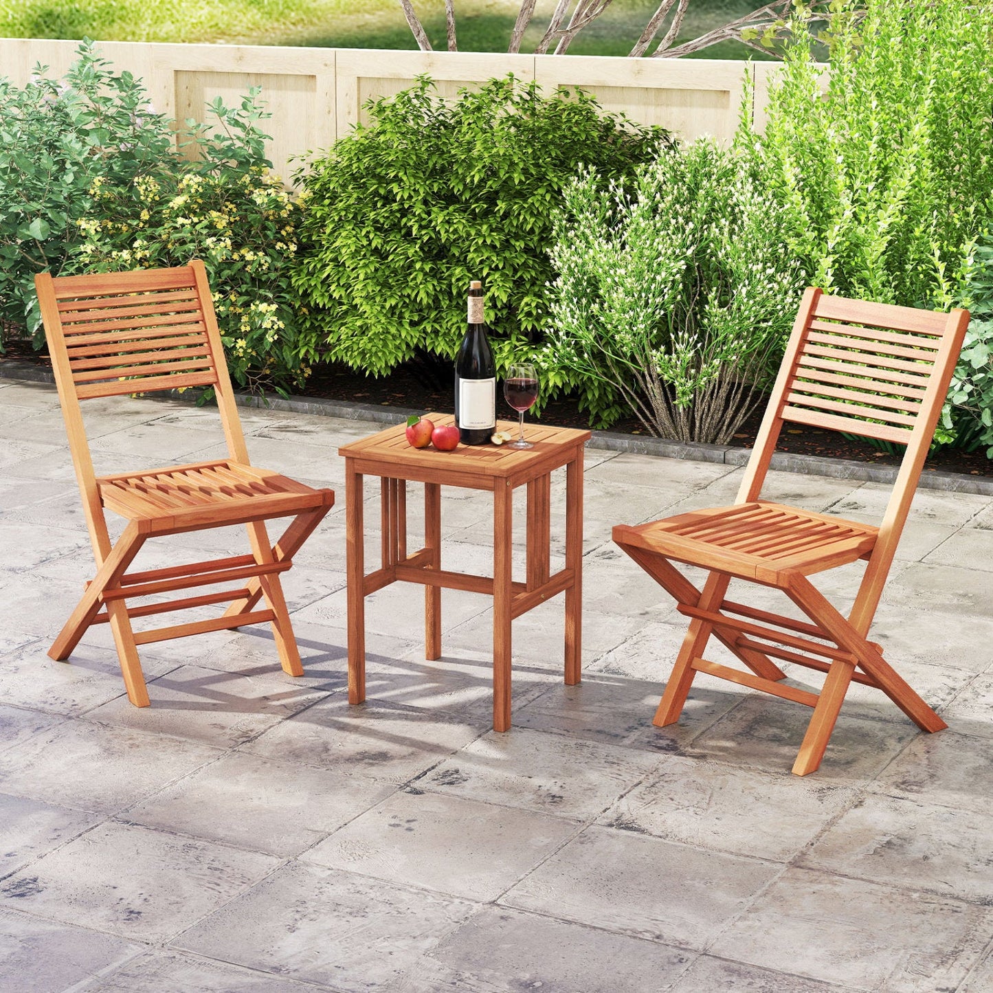 Teak wood folding patio dining chairs set of 2 DirectDeals in natural finish on Tampa Home & Garden Store