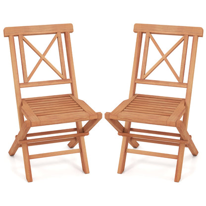 Teak wood folding patio dining chairs set of 2, DirectDeals brand, natural finish on Tampa Home & Garden Store