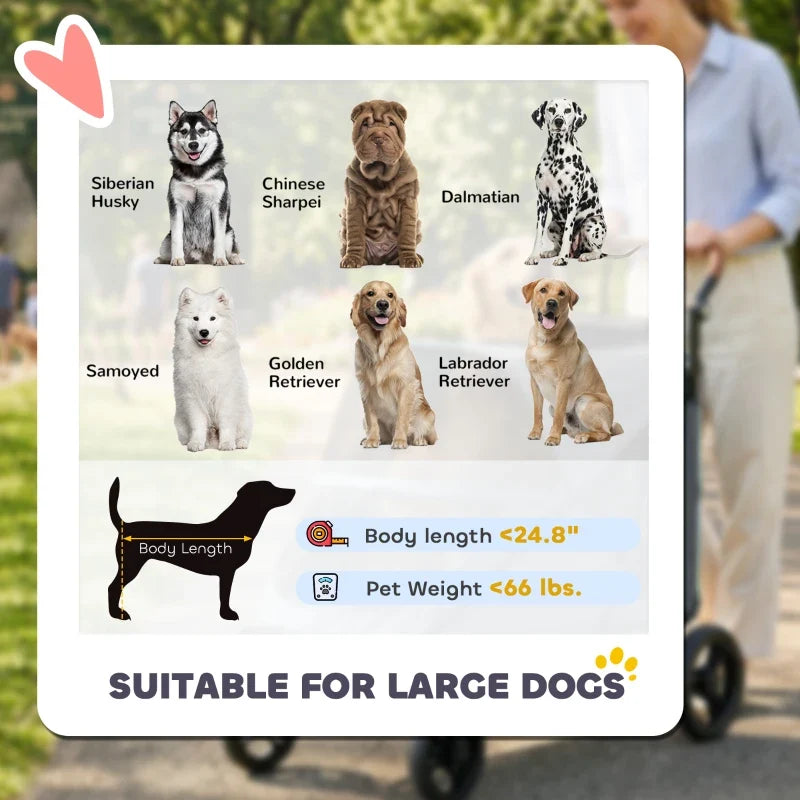 Pet stroller for large dogs with breed collage and body-length <24.8 in; weight <66 lbs on Tampa Home & Garden Store