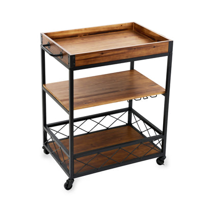the modern manor rubberwood bar cart and tray