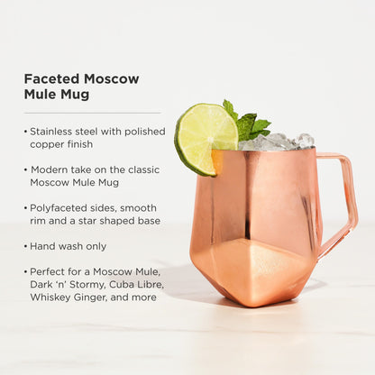 Seneca Faceted Copper Moscow Mule Mug for Drinks
