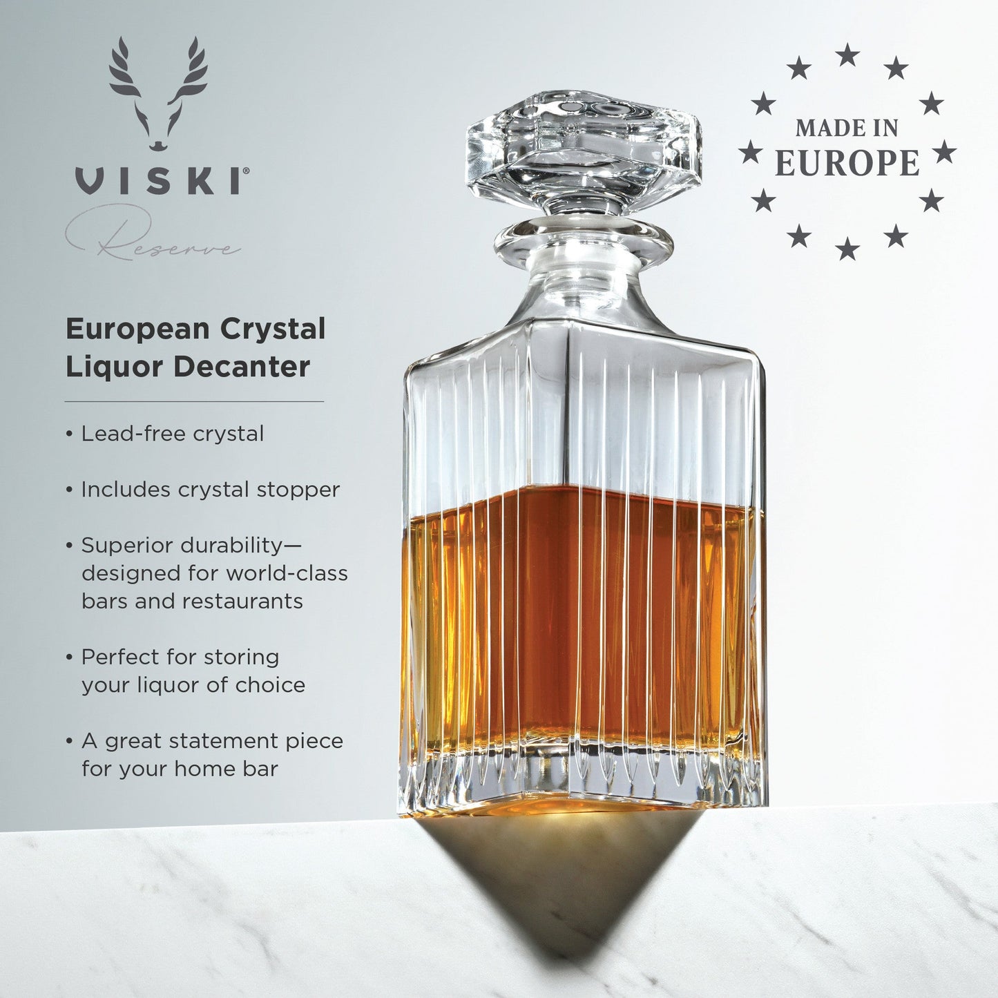 Viski Milo and Classic Crystal Liquor Decanter
