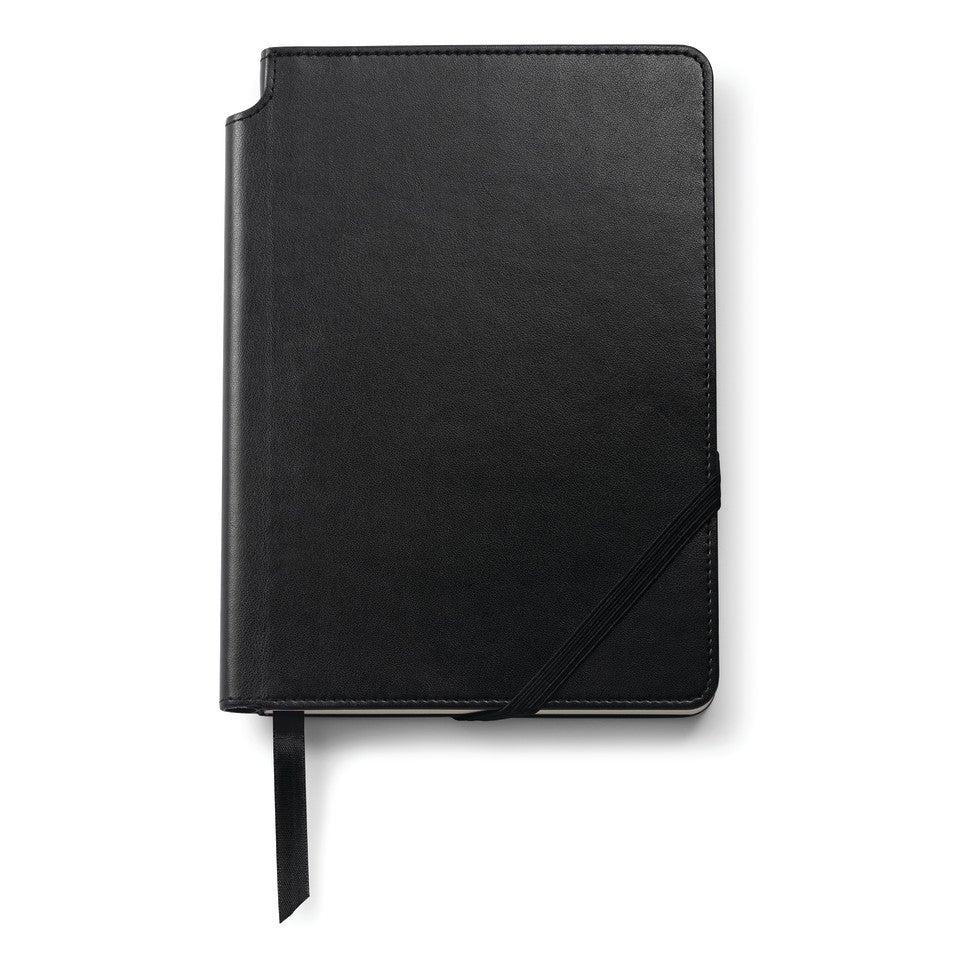 Medium classic black journal by A.T. Cross with diagonal elastic strap and ribbon bookmark on Tampa Home & Garden Store