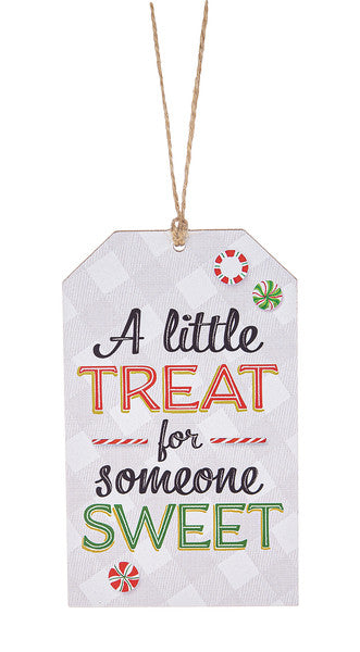 Wooden Plaid Gift Tag Ornament - A Little treat for Someone Sweet - Tampa Home & Garden Store