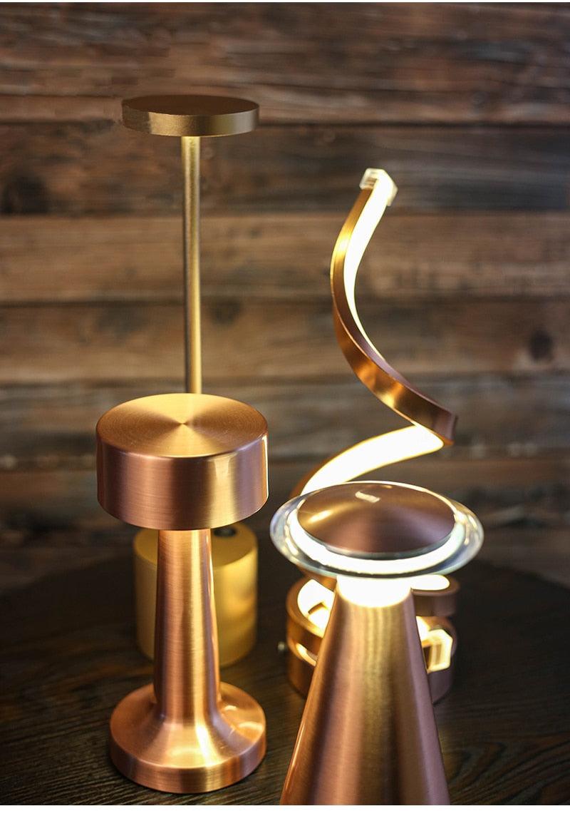 Stevvex USB dimming bar desk lamp set of three in copper bronze finish with spiral LED accent on Tampa Home & Garden Store