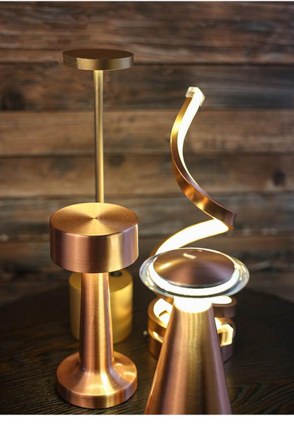 Stevvex USB dimming bar desk lamp set of three in copper bronze finish with spiral LED accent on Tampa Home & Garden Store