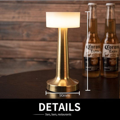 Stevvex USB dimming brass desk lamp with white shade, 210mm tall, 90mm base on Tampa Home & Garden Store