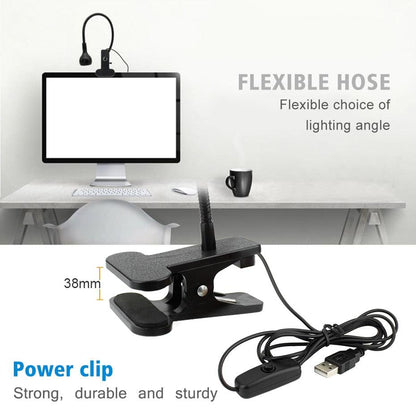 USB LED Desk Lamp with Clip, Stevvex black clip-on desk light with flexible neck and USB power on Tampa Home & Garden Store