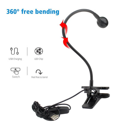 USB LED desk lamp with clip, flexible gooseneck, black Stevvex study lamp on Tampa Home & Garden Store
