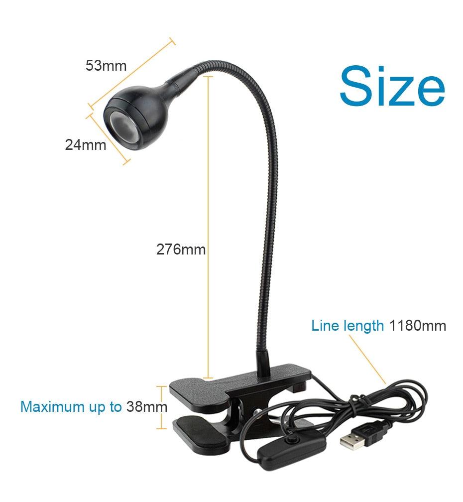 USB LED Desk Lamp With Clip, black flexible gooseneck clamp lamp with USB cable by Stevvex on Tampa Home & Garden Store