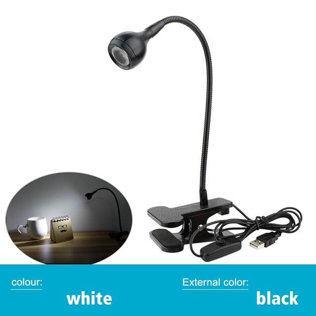 Stevvex USB LED desk lamp with clip, flexible gooseneck, black finish for reading and study on Tampa Home & Garden Store