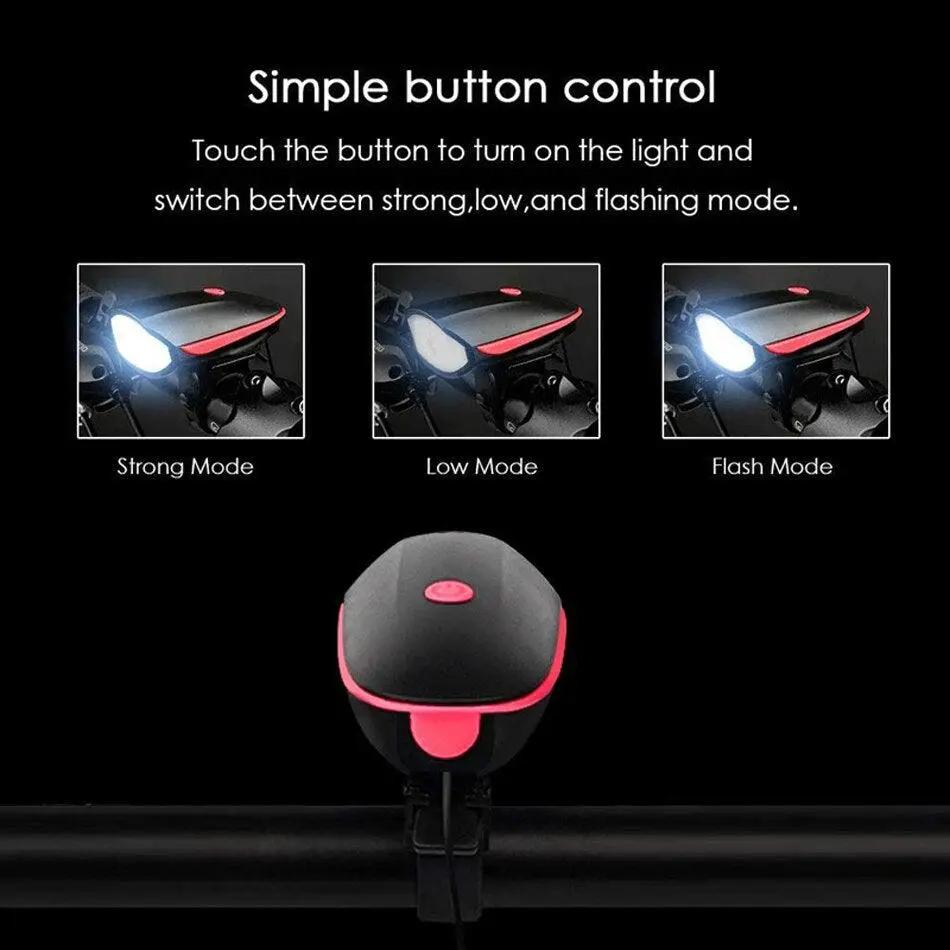 Usb Rechargeable Led Bike Front Light With Horn