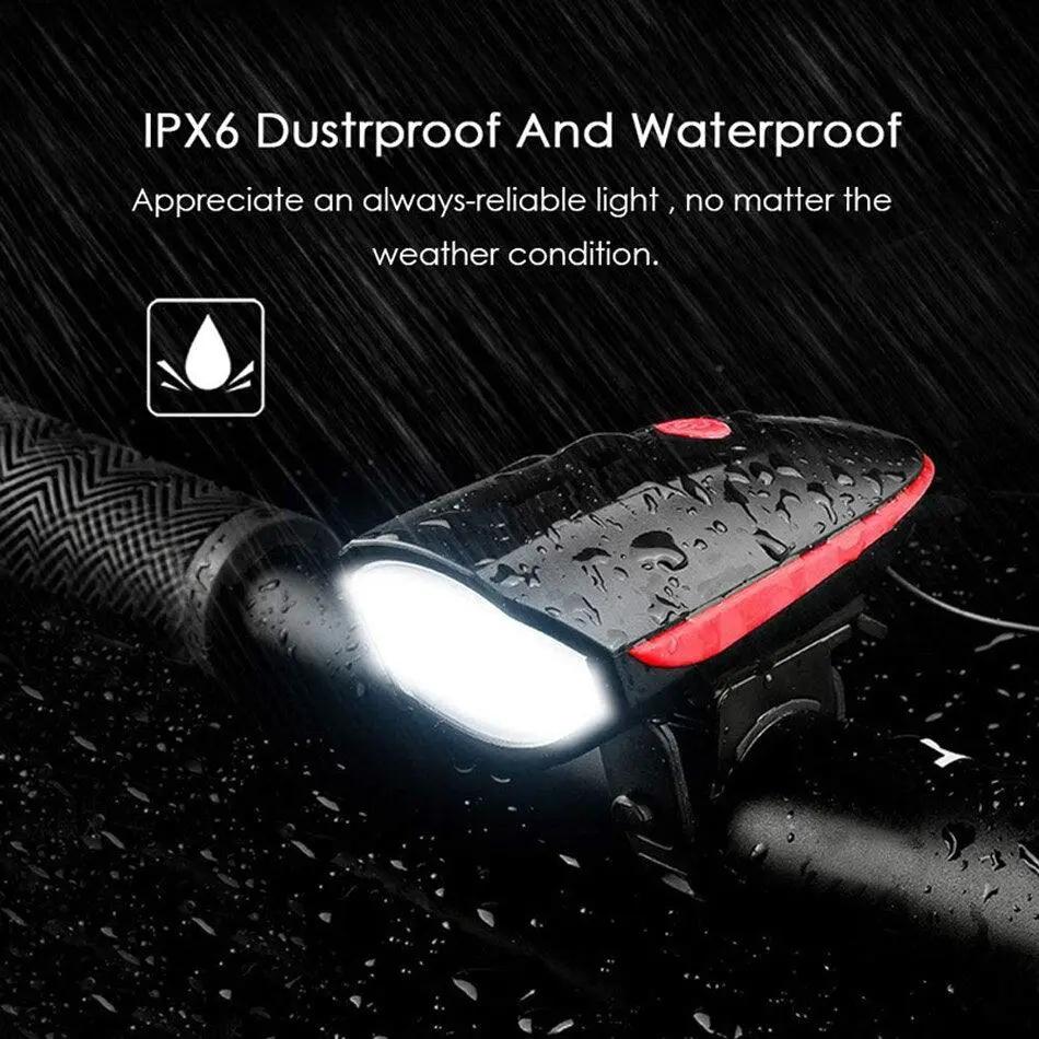Usb Rechargeable Led Bike Front Light With Horn