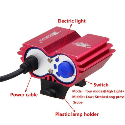 Bike light LED front headlamp Stevvex USB waterproof red aluminum housing blue switch four modes on Tampa Home & Garden Store