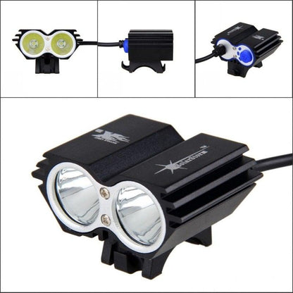 Stevvex USB front bike light dual LED headlamp, black aluminum, 8000LM, rechargeable, 4 modes on Tampa Home & Garden Store