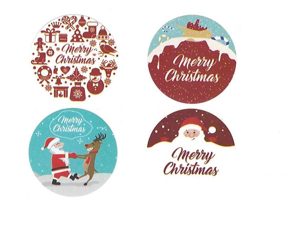 Christmas Stickers - Burgundy Sentiments - 1 inch - Set of 50