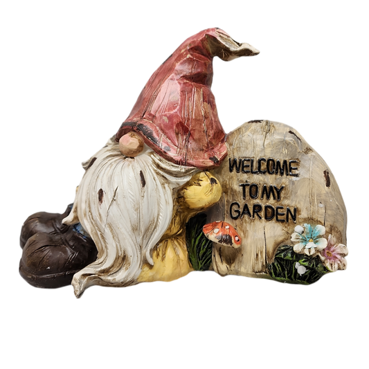 Resting Garden Gnome - 8 Inch - Welcome to my Garden - Tampa Home & Garden Store