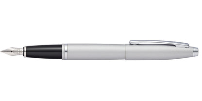 Calais Satin Chrome Stainless Steel Fine Nib Fountain Pen by A.T. Cross with black grip on Tampa Home & Garden Store