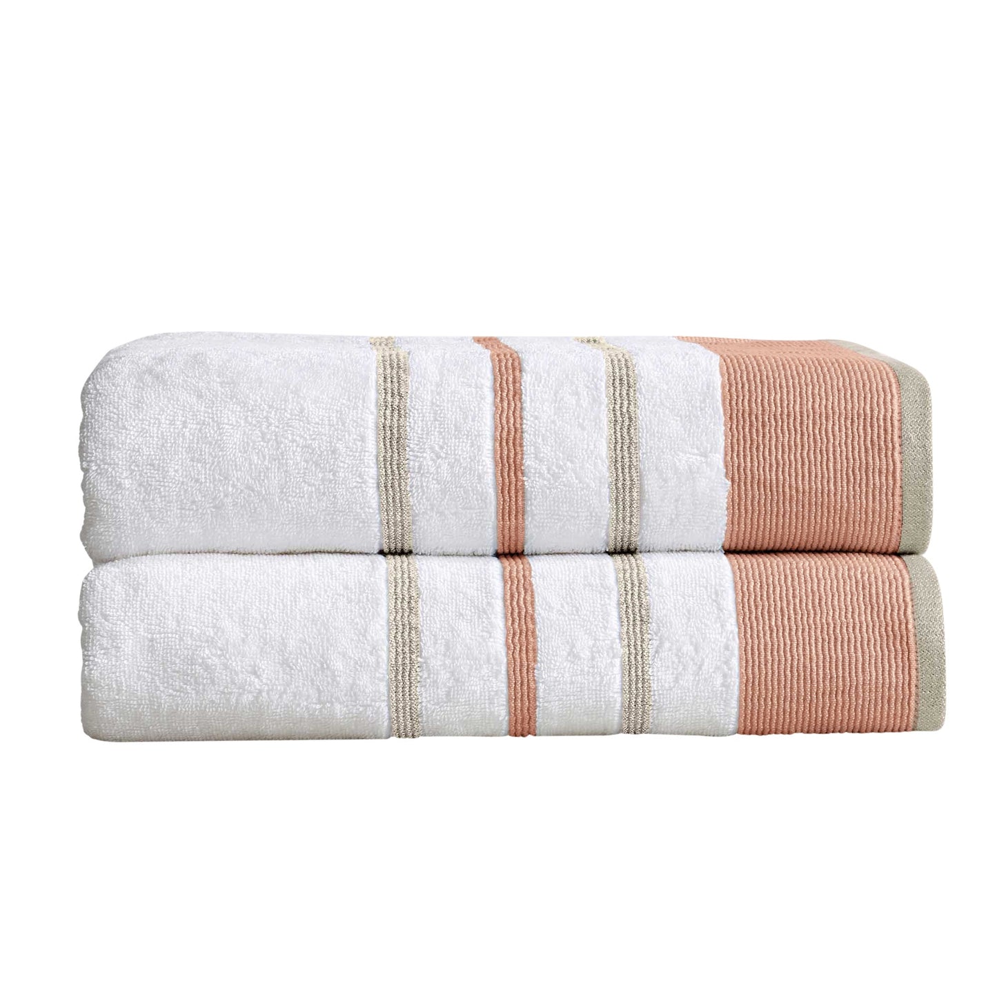 Soft Cotton Bath Towel Set and Stripe Detail