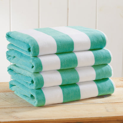 Cotton And Velour Cabana Stripe Beach Towel