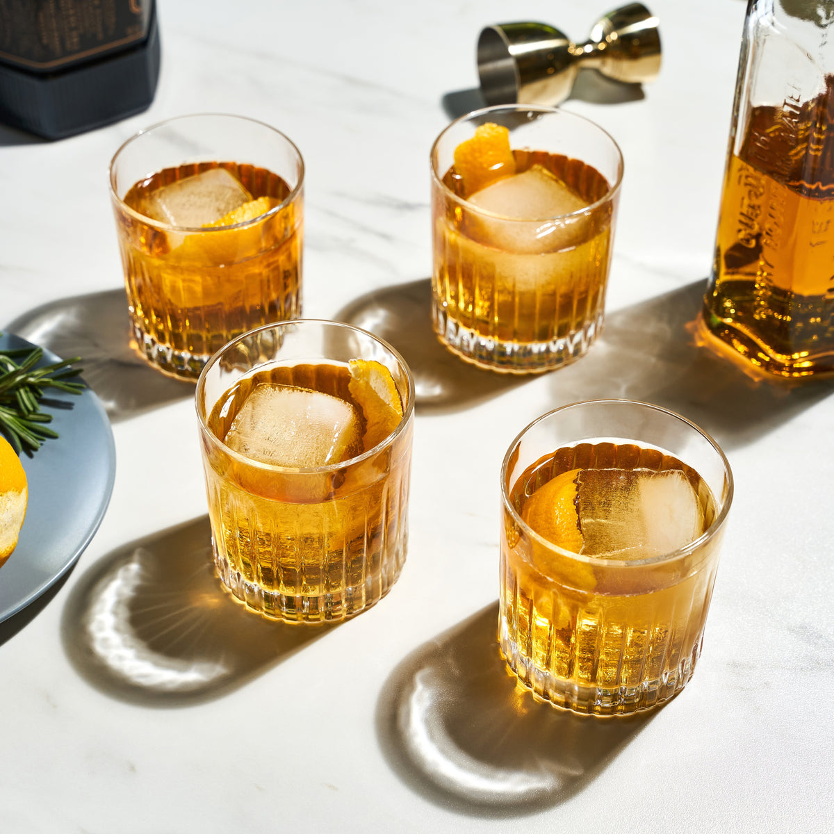 Viski Reserve Milo crystal rocks glasses set of 4, stemless crystal tumblers for whiskey on Tampa Home & Garden Store
