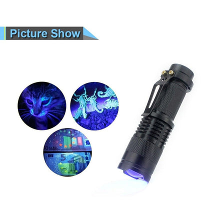Stevvex UV flashlight mini rechargeable handheld purple ultraviolet light for urine stains on Tampa Home & Garden Store