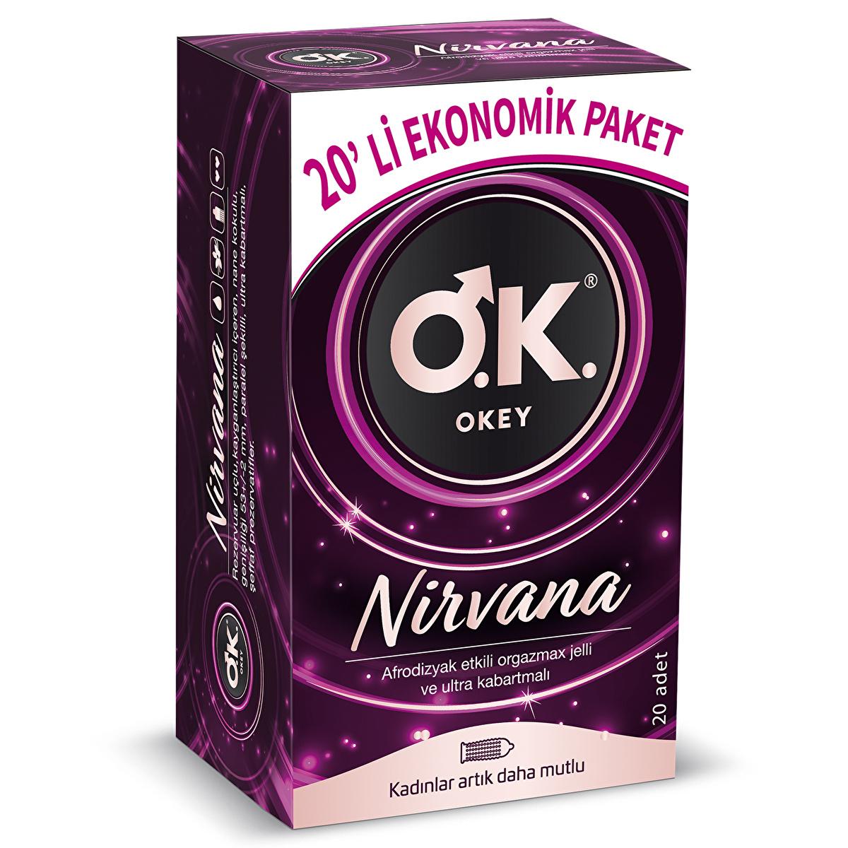 O.K. Nirvana Aphrodisiac Condoms box with purple design, ultra ribbed, 20 count by Beauty Care Bag on Tampa Home & Garden Store