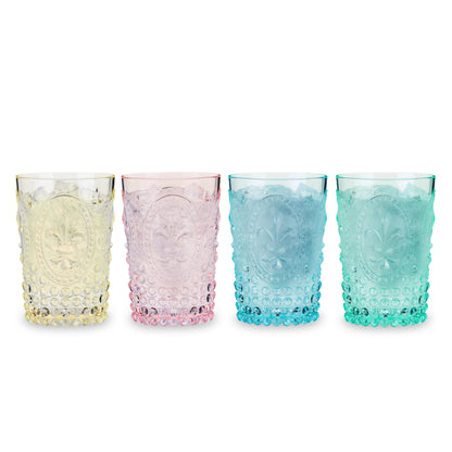 Pastel Acrylic Embossed Tumbler Set of Four