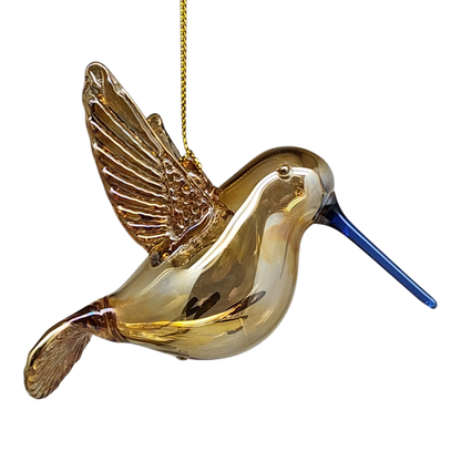 Ornement colibri en verre gravé doré - Doré