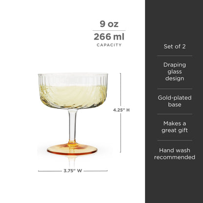 Gatsby Style And Gold Plated Cocktail Glass Set