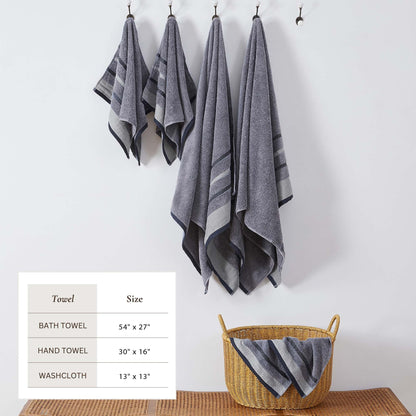 Soft Cotton Bath Towel Set and Stripe Detail