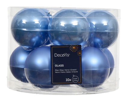 Ornements en verre de 6 cm (2,4 po) - Ensemble de 10 pièces - Bleu ciel