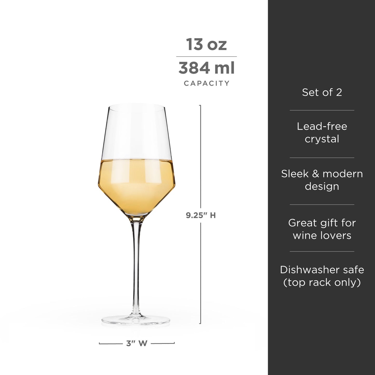 Raye Angled Chardonnay Crystal Glasses Set of 2