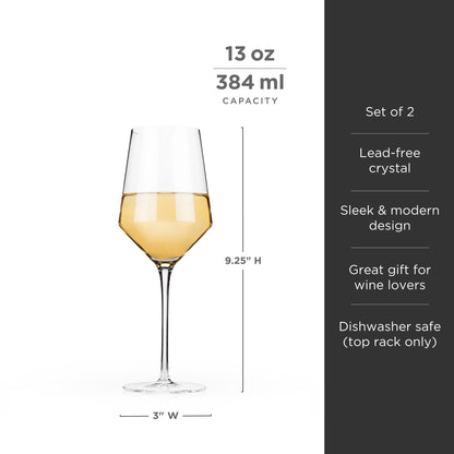 Raye Angled Chardonnay Crystal Glasses Set of 2