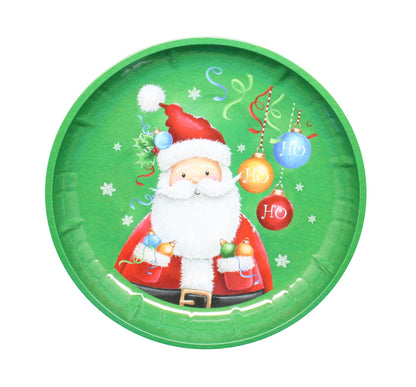 Assiette ronde en métal de Noël -