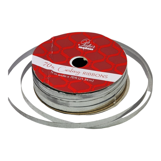 1/8 Inch Curling Ribbon - 70 Feet Long - Silver