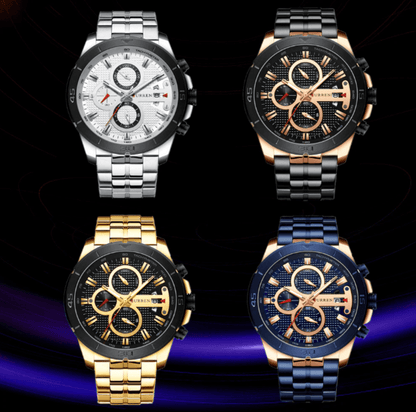 Set of 4 multi-color men's waterproof chronograph watches day view and fluorescent hands on Tampa Home & Garden Store