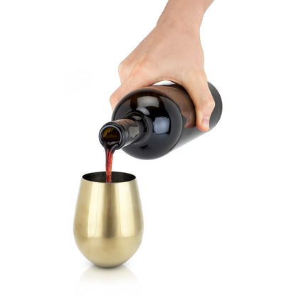 Premium Gold Stemless Wine Glasses Set of Two