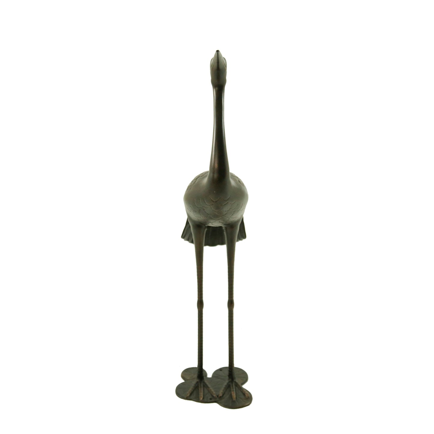 Sunny Outdoor 43 Inch Aluminum Crane decorative statue in dark metallic finish with long legs on Tampa Home & Garden Store
