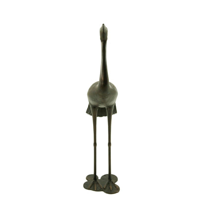 Sunny Outdoor 43 Inch Aluminum Crane decorative statue in dark metallic finish with long legs on Tampa Home & Garden Store