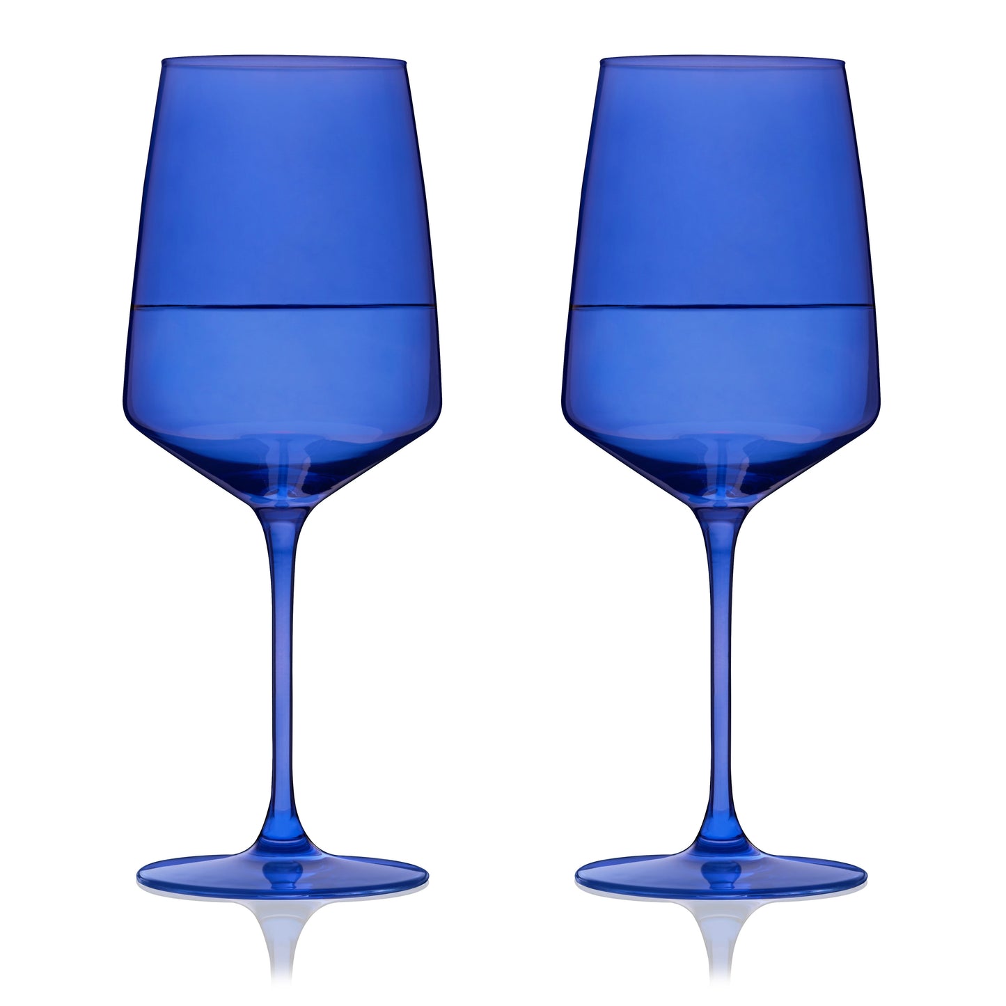 Set of Two European Cobalt Crystal Wine Glasses