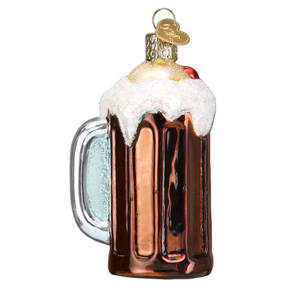 Adorno de vidrio flotado con forma de cerveza de raíz