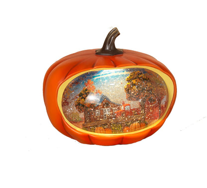 Boule à eau lumineuse tournante en forme de citrouille d'automne